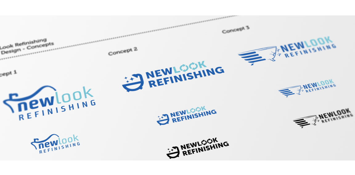 tois propositions pour le logo de Newlook Refinishing