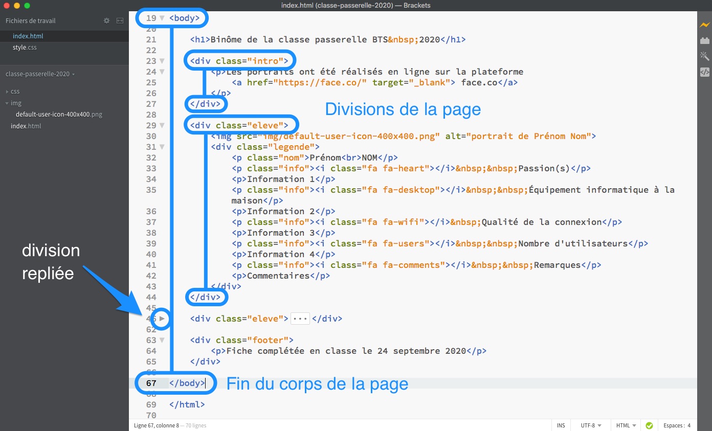 capture d'écran du code source