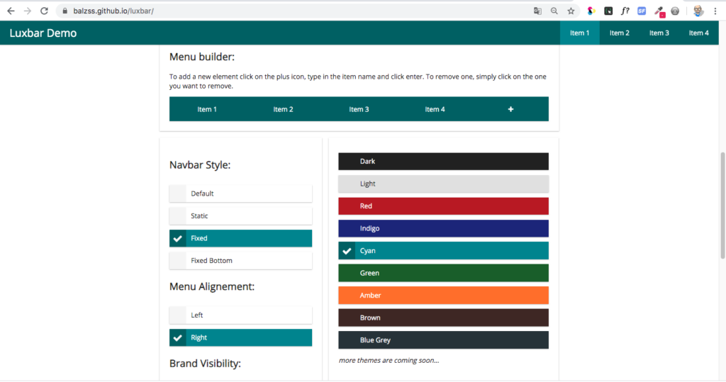 interface de l'application Luxbar