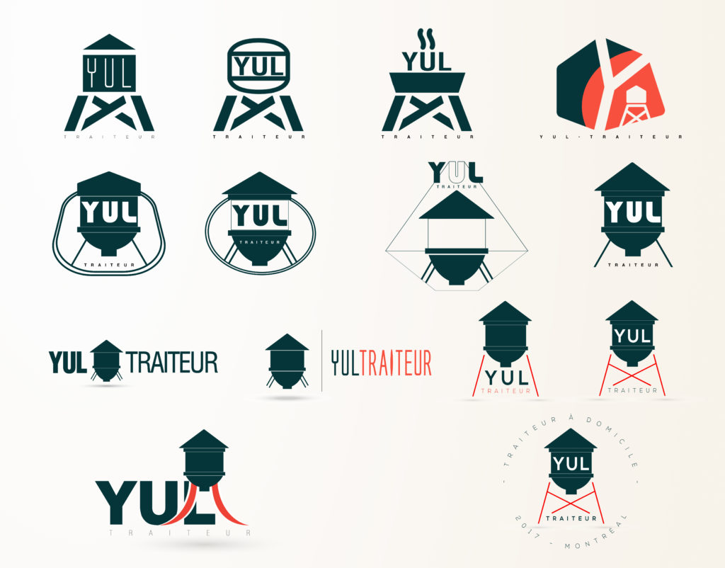 Planche de recherche vectorielle pour la mise au point du logo de Yul Traiteur