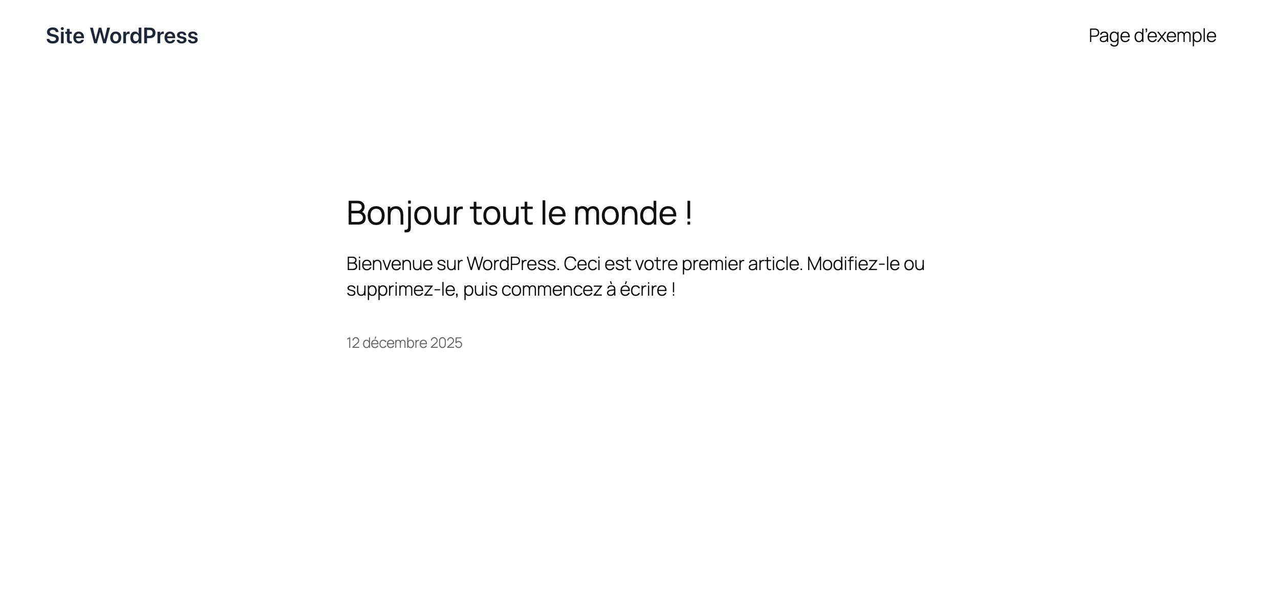 Page d'accueil d'un site WordPress avec le thème Twenty-Five